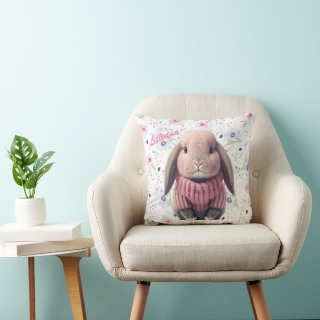 Pink Baby Bunny Throw Kissen (Stuhl )