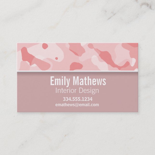 Pink-Baby-Camouflage; Personalisiert Visitenkarte (Vorderseite)