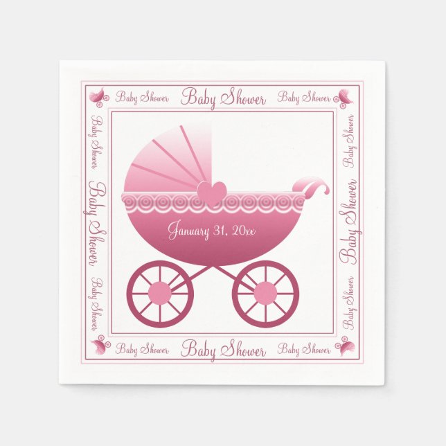 Pink Baby Carriage Serviette (Vorderseite)