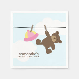 Pink Baby Clothesline und Teddy Bear Serviette