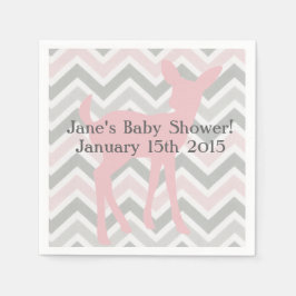 Pink Baby Deer & Grau/Rosa Zickzack Neapel Serviette