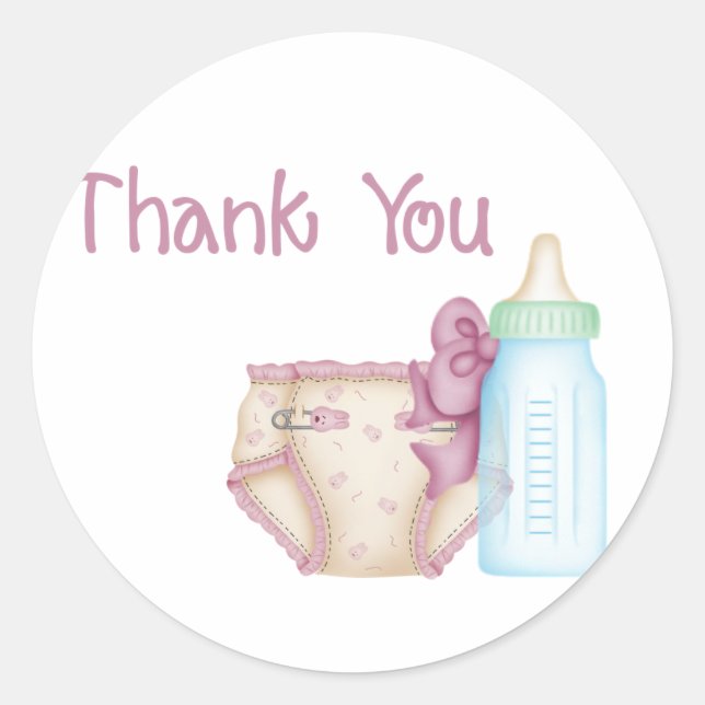 PInk Baby Diaper und Flaschenkopfkleber Runder Aufkleber (Vorderseite)