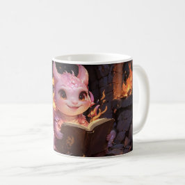 Pink Baby Dragon liest ein Buch Kaffeetasse