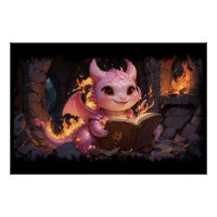 Pink Baby Dragon liest ein Buch