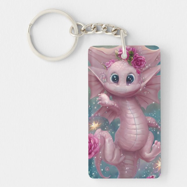 Pink Baby Dragon Schlüsselanhänger (Vorderseite)