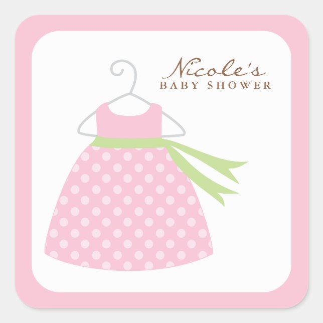 Pink Baby Dress Quadratischer Aufkleber (Vorderseite)