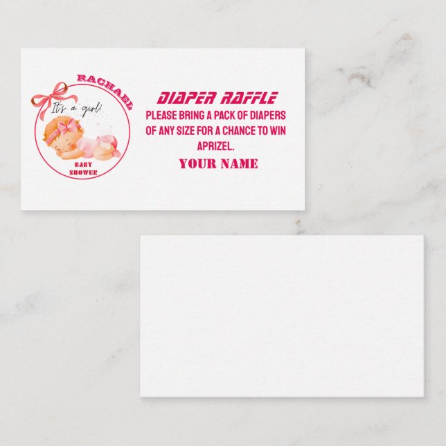Pink Baby Dusche, Baby Girl Dusche Begleitkarte (Vorne/Hinten)