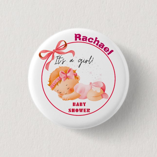 Pink Baby Dusche, Baby Girl Dusche Button (Vorderseite)