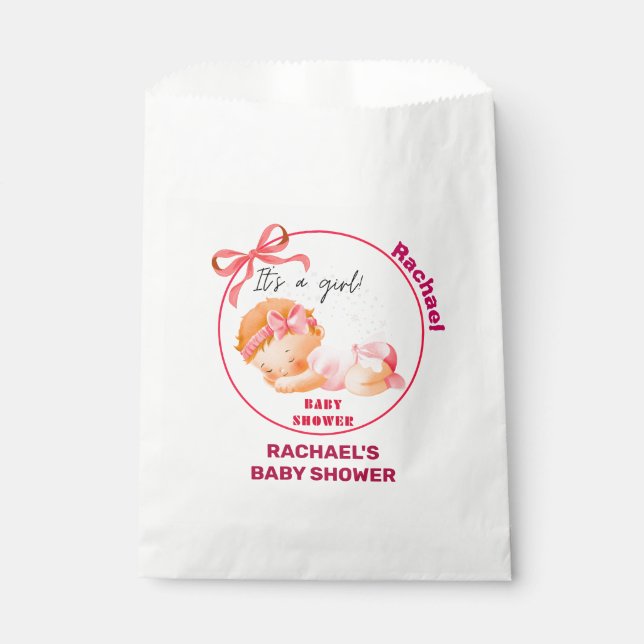 Pink Baby Dusche, Baby Girl Dusche Geschenktütchen (Vorderseite)