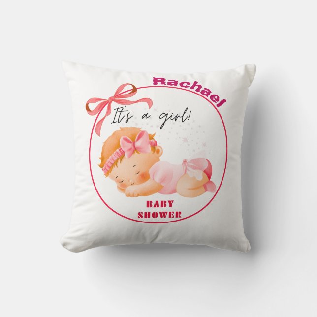 Pink Baby Dusche, Baby Girl Dusche Kissen (Vorderseite)