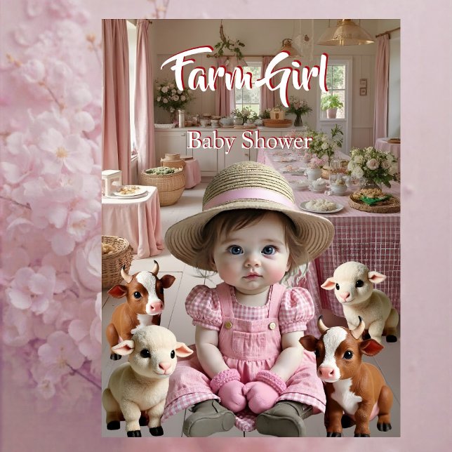 Pink Baby Dusche Bauernhof Tiere Farm Einladung (Von Creator hochgeladen)