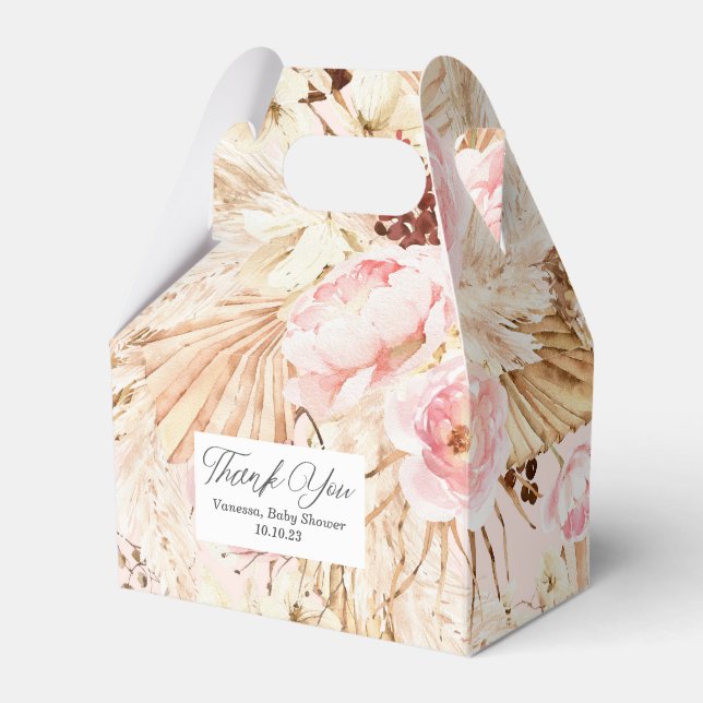Pink-Baby-Dusche boho Blumengras Geschenkschachtel (Vorderseite)