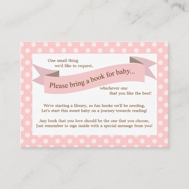 Pink Baby Dusche Buchsteckkarte für Mädchen Begleitkarte (Vorderseite)