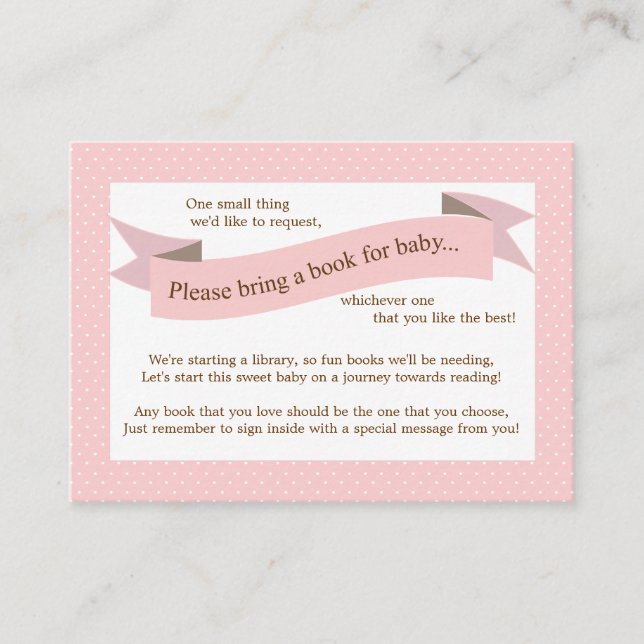 Pink Baby Dusche Buchsteckkarte für Mädchen Begleitkarte (Vorderseite)