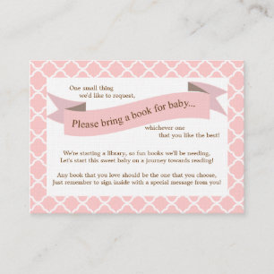 Pink Baby Dusche Buchsteckkarte für Mädchen Begleitkarte
