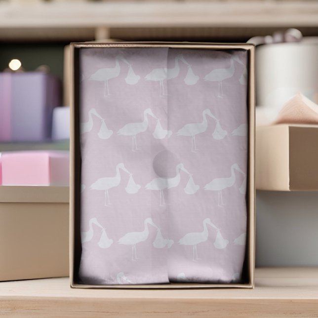 Pink Baby Dusche Storch Muster Gewebe Papier (Pretty pink baby shower tissue paper just for you)
