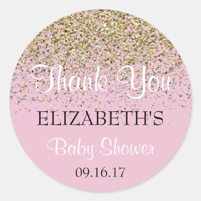 Pink Baby Dusche Vielen Dank Sticker (Vorderseite)