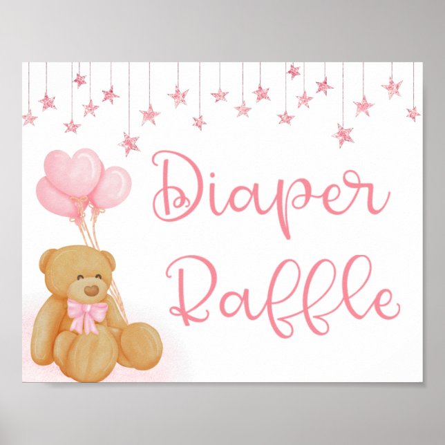 Pink Baby Duschmaschine Windelwanne Schildteddy Bä Poster (Vorne)