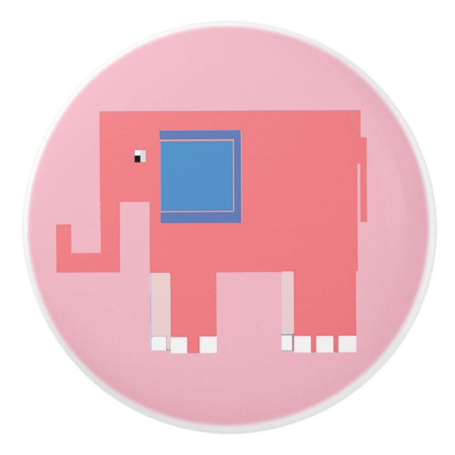 Pink-Baby-Elefant Niedliches Kinderzimmer Keramikknauf (Vorderseite)