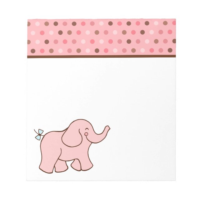 Pink Baby Elephant Notepad Notizblock (Vorderseite)