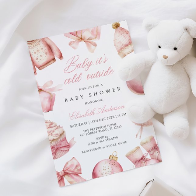 Pink Baby Es ist kalt draußen Babydusche Einladung (Von Creator hochgeladen)