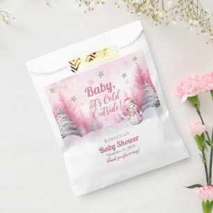 Pink Baby Es ist kalte Outside Snow Girl Babydusch Geschenktütchen