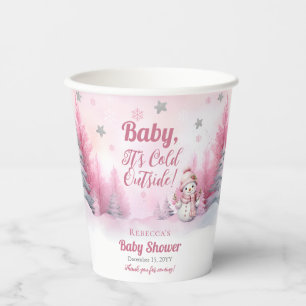 Pink Baby Es ist kalte Outside Snow Girl Babydusch Pappbecher
