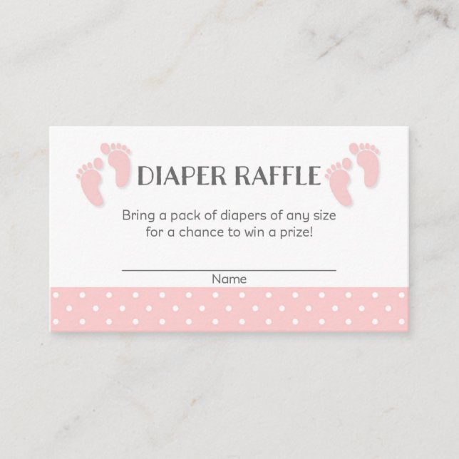Pink Baby Feet Babydusche Windeln Raffle Tickets Begleitkarte (Vorderseite)