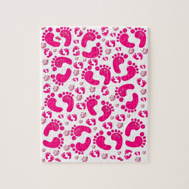 Pink Baby Feet Elephants Jigsaw Puzzle Daisy (Vertikal)