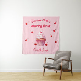 Pink Baby First Cherry & Cupcake Geburtstagsparty Wandteppich