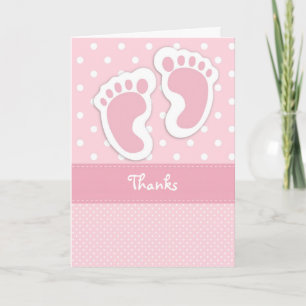 Pink Baby Foot Print Danke Karte
