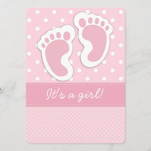 Pink Baby Footprint Einladung