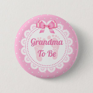 Pink Baby Footprints Oma, um Babydusche zu werden Button
