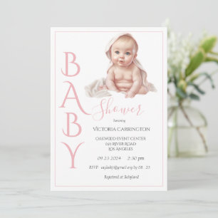 Pink Baby Girl Babydusche Einladung