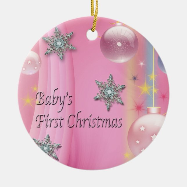 Pink Baby Girl Baby's First Christmas Ornament (Vorne)