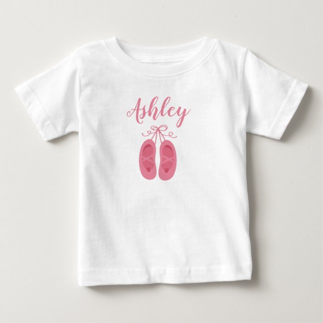 Pink Baby Girl Ballerina Ballerina Schuhtänzer Baby T-shirt (Vorderseite)