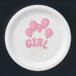 Pink Baby Girl Balloon Celebration - Cute Nursery  Pappteller<br><div class="desc">Celebrate the arrival of a new princess with this adorable pink balloon design! Featuring shiny foil balloons spelling "GIRL" accompanied by a bunch of floating pink balloons, it's the perfect choice for baby showers, gender reveal parties, or newborn gifts. A sweet and joyful design for every little girl's special moments....</div>