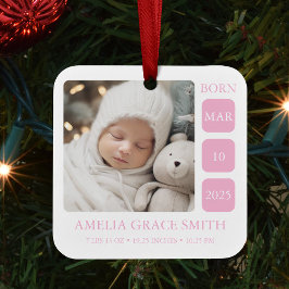 Pink Baby Girl Birth Stat Foto Weihnachtsschmuck