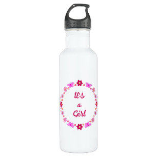 Pink Baby Girl Butterfets und Blume nach Maß Edelstahlflasche
