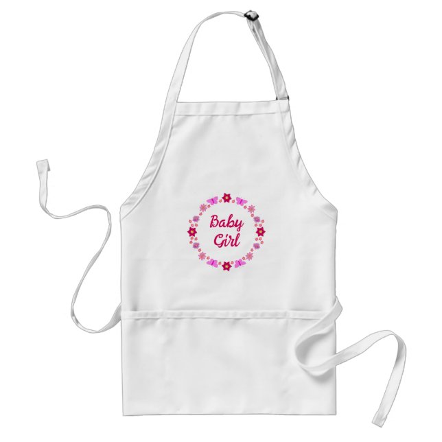 Pink Baby Girl Butterfets und Blume nach Maß Schürze (Vorne)