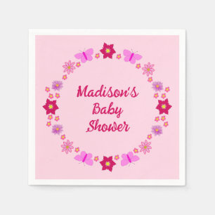 Pink Baby Girl Butterfets und Blume nach Maß Serviette