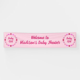 Pink Baby Girl Butterflies und Blume Babydusche Banner