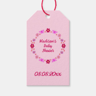 Pink Baby Girl Butterflies und Blume Babydusche Geschenkanhänger