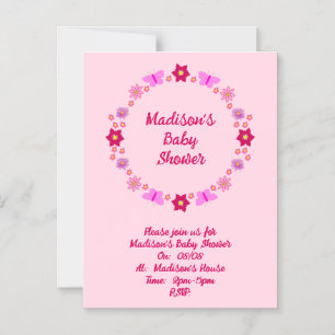 Pink Baby Girl Butterflies und Blume Babydusche Magneteinladung