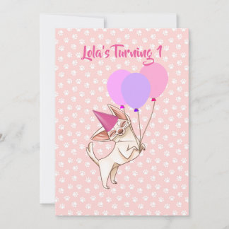 Pink Baby Girl Chihuahua Einladung zum Geburtstag