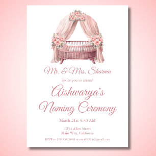 Pink Baby Girl Cradle Namemony Einladung