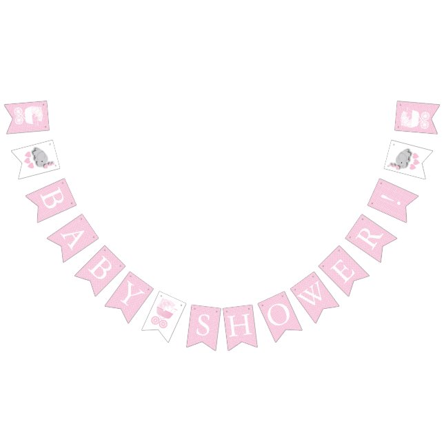 Pink 👶 Baby Girl Dusche Party Wimpelkette (Alle)