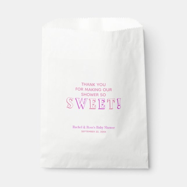 Pink Baby Girl Dusche Süßigkeiten Buffet Geschenktütchen (Vorderseite)
