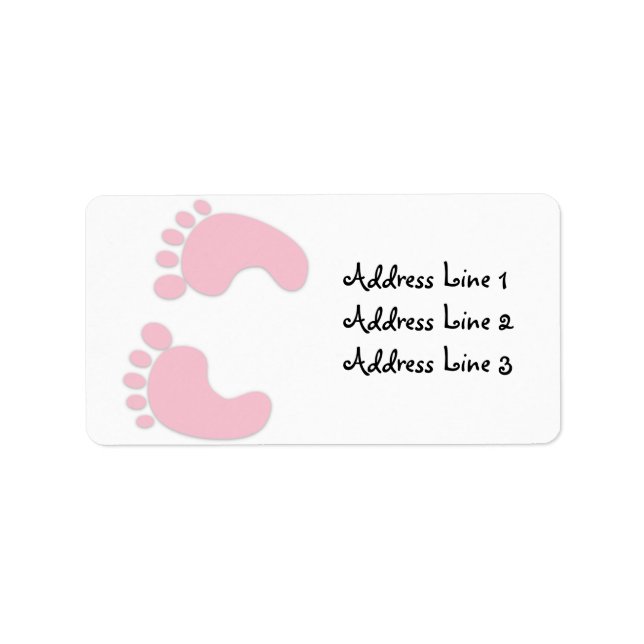 Pink Baby Girl Footprints auf dem Adressetikett (Vorne)