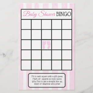 Pink Baby Girl Footprints Themed Baby Duschspiele Flyer